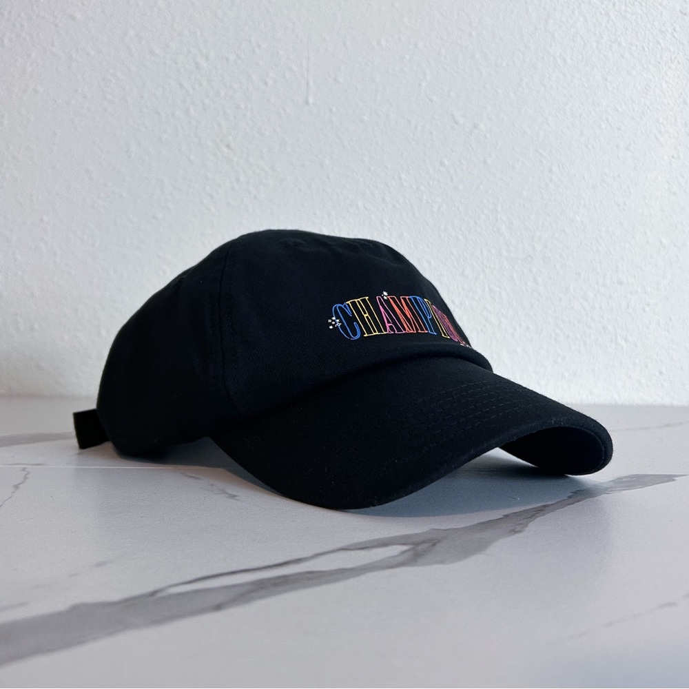 Champion Unisex Adult Ameritage Dad Hat Script Logo Black Adjustable Cap